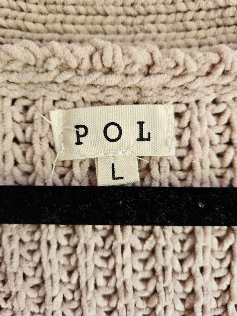 POL Clothing Regular Fit Chenille Cardigan With Knit Flower Buttons - Picture 2 of 3